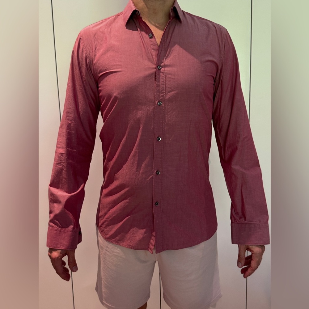 HUGO BOSS SLIM FIT RED LABEL Men's Red Button down Shirt size neck 15 32/33 38